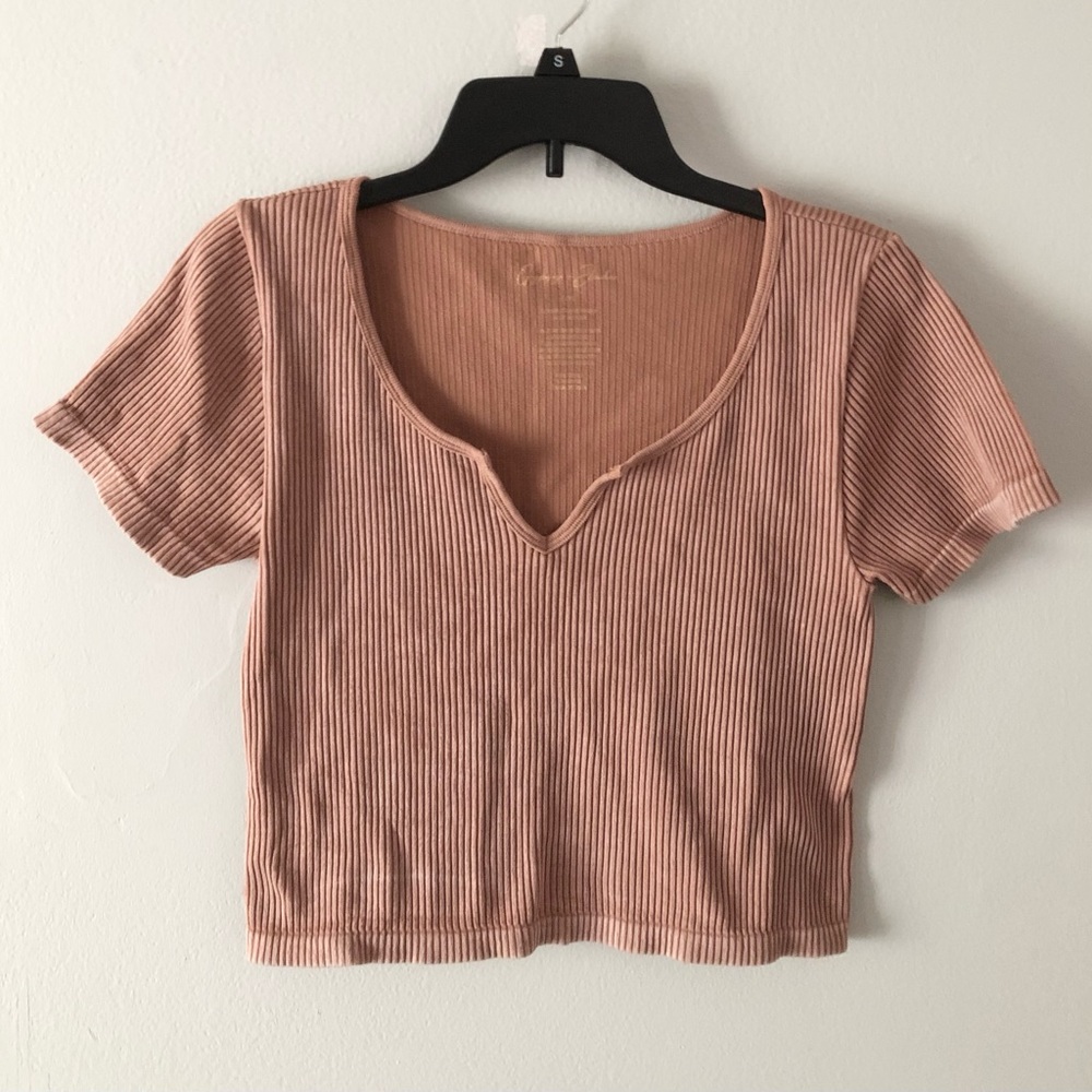 Gypsy + Jade Ribbed V-Notch Crop Top